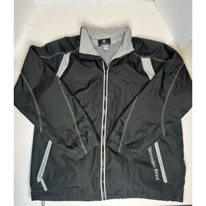 Mercedes Benz Black Jacket Wind Breaker Water Resistant Reflective‎ Size Large